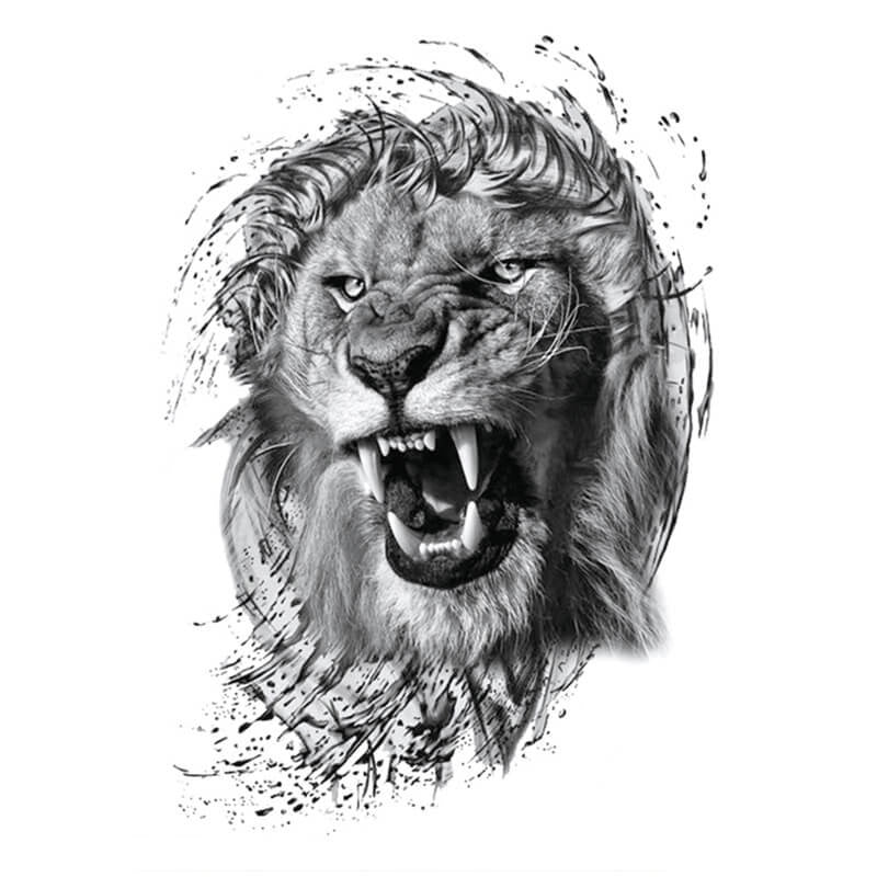 Angry Lion Temporary Tattoo Fake Tattoo – neartattoos